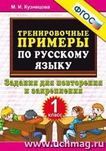 Тренировочные примеры по русскому языку. 1 класс. Задания для повторения и закрепления