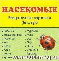Насекомые. Раздаточные карточки
