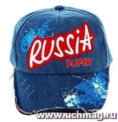 Кепка джинсовая "Russia super", с вышивкой