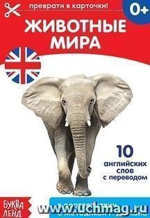 Животные мира. Обучающая книга по методике Г. Домана. 10 английских слов с переводом