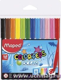Фломастеры "Maped", смываемые, 12 цв.