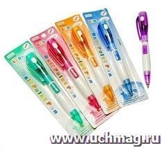 Ручка автоматическая, с фонариком, микс