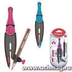 Циркуль Maped "Stop&Safe", с пластиковыми штангами, безопасной иглой