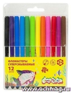 Фломастеры суперсмываемые "Каляка-Маляка", 12 цв.