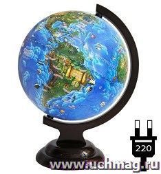 Глобус детский, на деревянной подставке, 210 мм