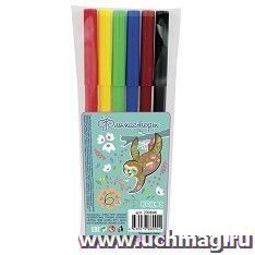 Фломастеры Ленивец, 6 цветов