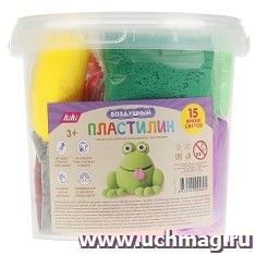 Пластилин воздушный в ведёрке, 15 цветов