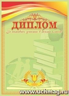 Диплом за активное участие в жизни класса