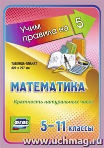 Математика. Кратность натуральных чисел. 5-11 классы: Таблица-плакат 420х297