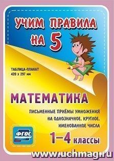 Математика. Письменные приемы умножения на однозначное, круглое, именованное числа. 1-4 классы