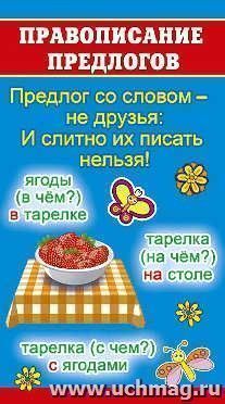Карточка-шпаргалка "Правописание предлогов"