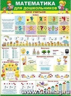 Плакат "Математика для дошкольников. Хочу учиться!"