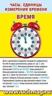 Карточка-шпаргалка "Часы, единицы измерения времени"