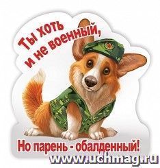Виниловый магнит "Ты хоть и не военный, но парень обалденный"