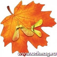 Украшение на скотче "Лист клёна оранжевый с семенами"
