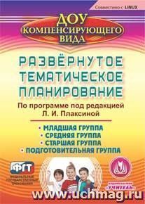 Развернутое тематическое планирование по программе под редакцией Л. И. Плаксиной. Компакт-диск для компьютера: Младшая группа. Средняя группа. Старшая группа. Подготовительная группа