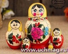 Матрёшка "Семёновская", жёлтый платок, 5 кукольная