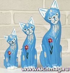 Сувенир "Кошки синие в цветочках", 3 шт.
