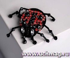 Брошь "Божья коровка" большая, черно-красная