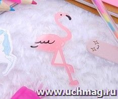 Брошь "Фламинго мультяшный", розовая