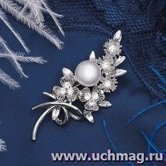 Брошь "Букет с жемчугом"