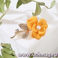 Брошь "Цветок роза с бусиной"