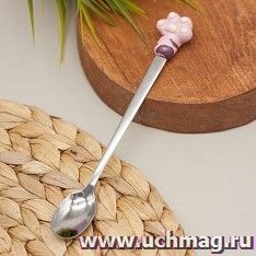 Ложка десертная "Cute paw", розовая