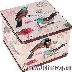 Шкатулка дерево "Птицы на ветке"