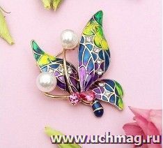 Брошь "Бабочка абстракция", разноцветная, в золоте