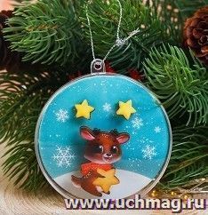 Набор украшений в шаре "Оленёнок". Сережки, значок