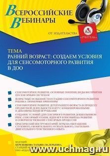 Оформление сертификата участника вебинара 24.08.2022 «Ранний возраст: создаем условия для сенсомоторного развития в ДОО» (объем 4 ч.)