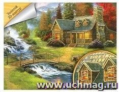 Роспись по номерам "Домик", с контур-карандашом