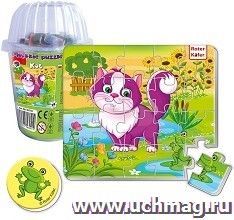 Мягкие магнитные пазлы в стакане "Котик"