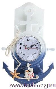 Часы настенные "Якорь с чайкой", бело-голубые