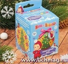 Новогодний ёлочный шар "Маша и Медведь", с пайетками