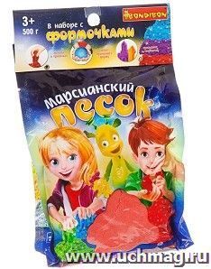 Игровой набор Bondibon с 6 формочками "Марсианский песок. Цвет красный", 500 гр.