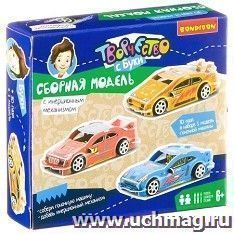 Сборная 3D модель Bondibon "Гоночная машина с инерционным механизмом", красная