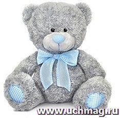 Игрушка мягкая "Медведь", с голубым бантом, 24 см.