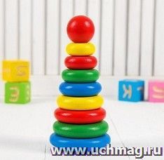 Пирамидка деревянная окрашенная, 9 элементов