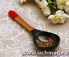 Ложка "Чернушка", салатная, хохлома
