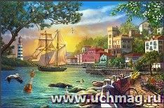 Мозаика алмазная "Уютная набережная на закате"